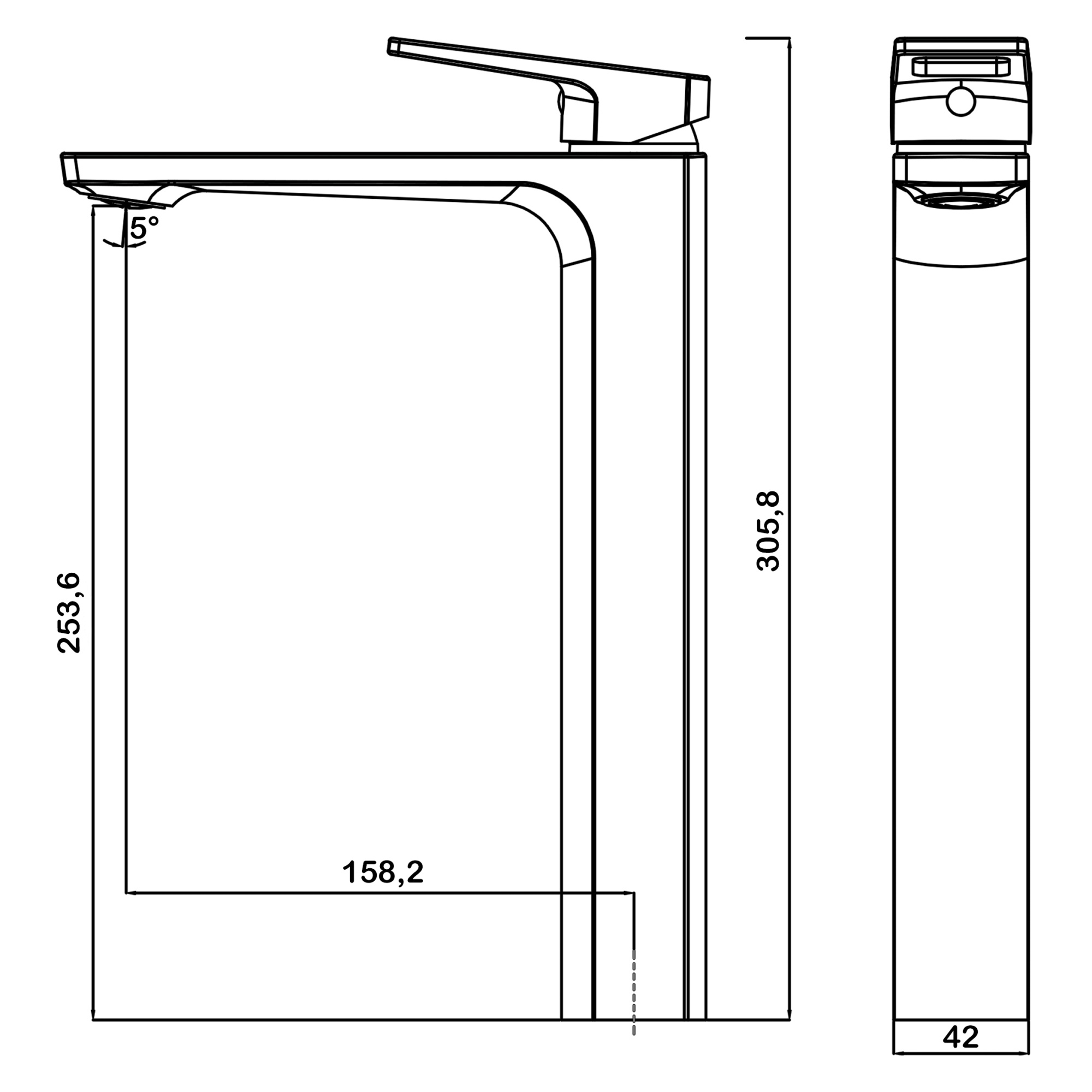 Высокий смеситель для раковины Swedbe Kronos 2015B