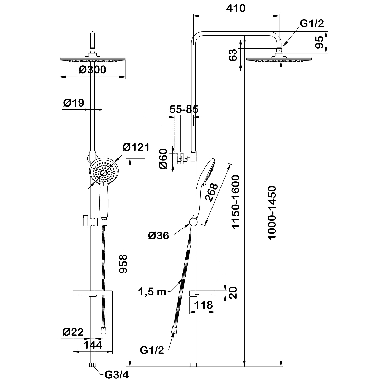 Семейный душ Swedbe Hermes 5001G1
