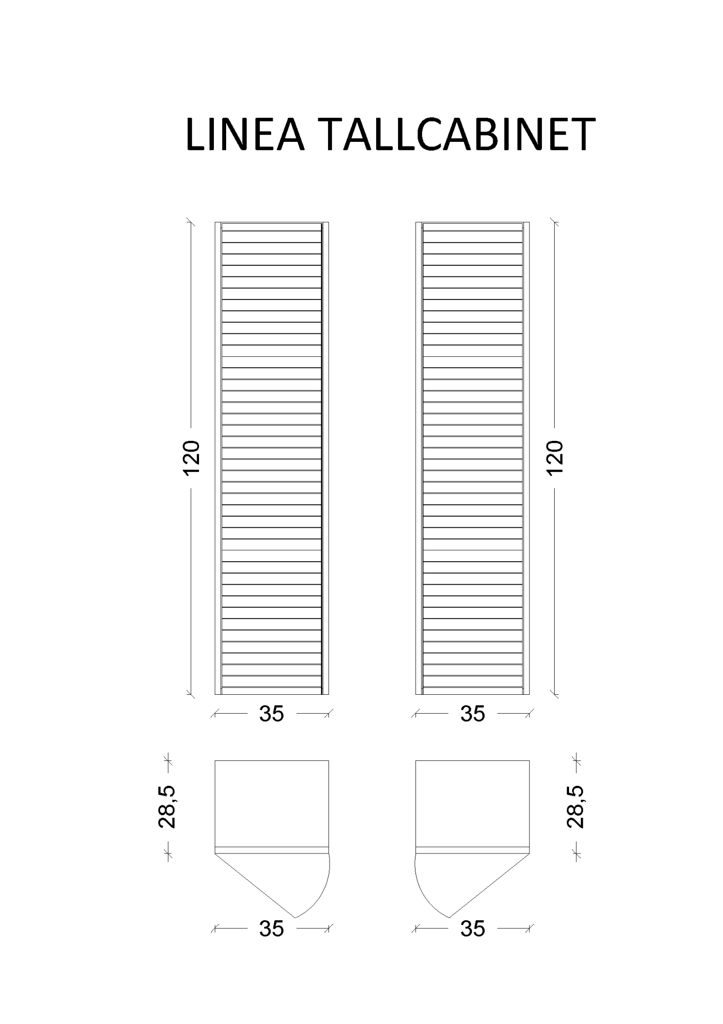 Пенал Linea белый+хром без ножек
