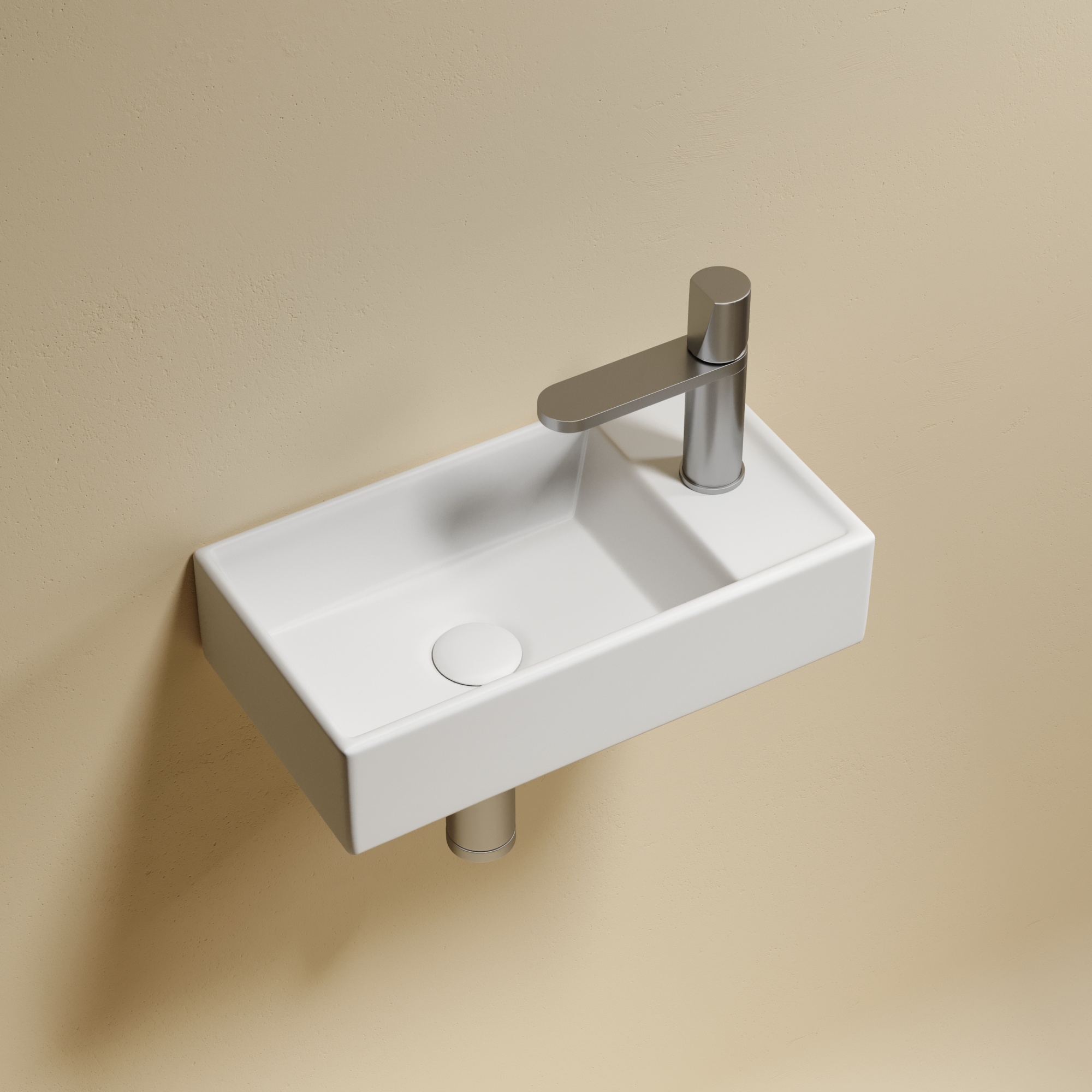 Умывальник подвесной прямоугольный (чаша слева, отверстие под смеситель справа) цвет белый матовый Element 407*217*100, CN6051LMW