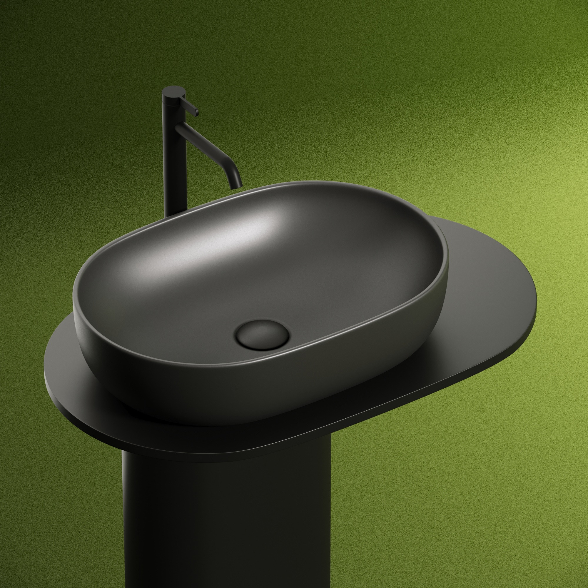 Умывальник чаша накладная овальная (цвет Темный Антрацит Матовый) Element 600*415*135мм, CN6047MDH