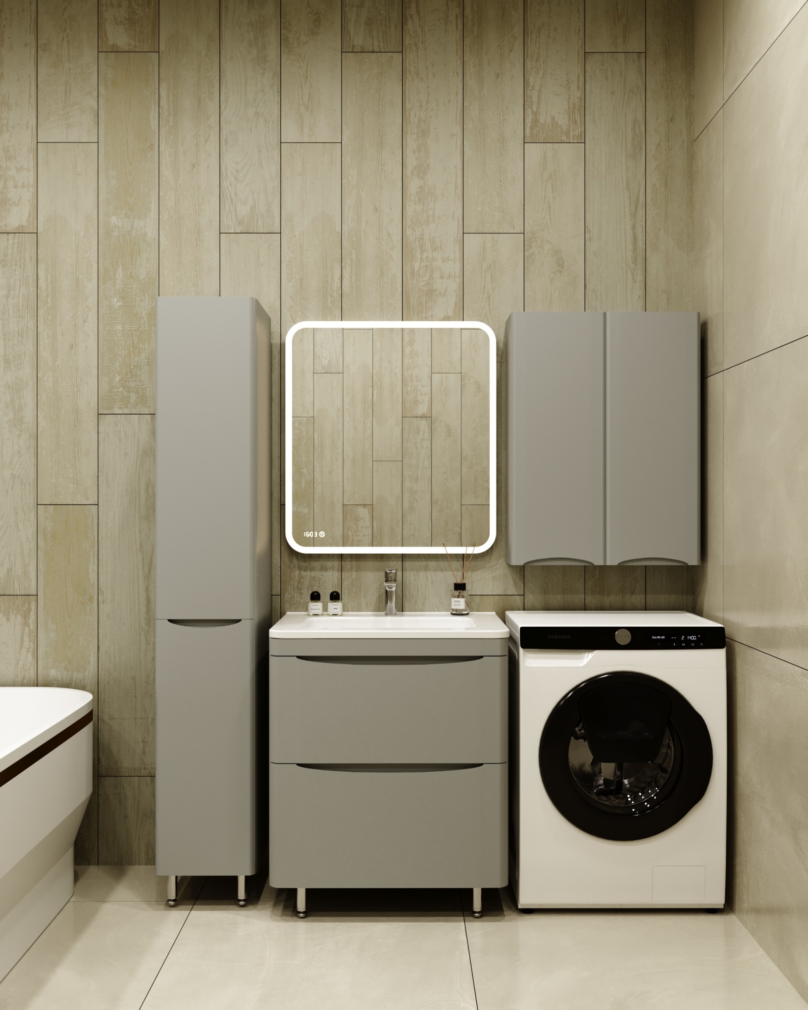 Тумба напольная "Бергамо мини 70" (2 ящ.) Люкс антискрейтч серый, PLUS