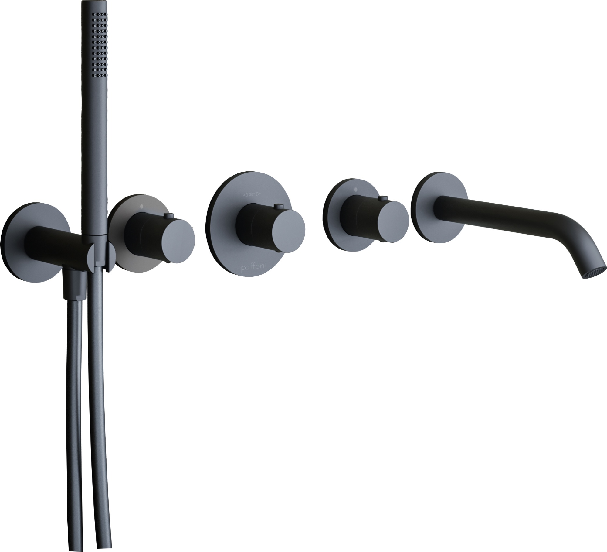 Внешняя часть смесителя Paffoni MODULAR BOX MDE001NO на 2 выхода Черный матовый