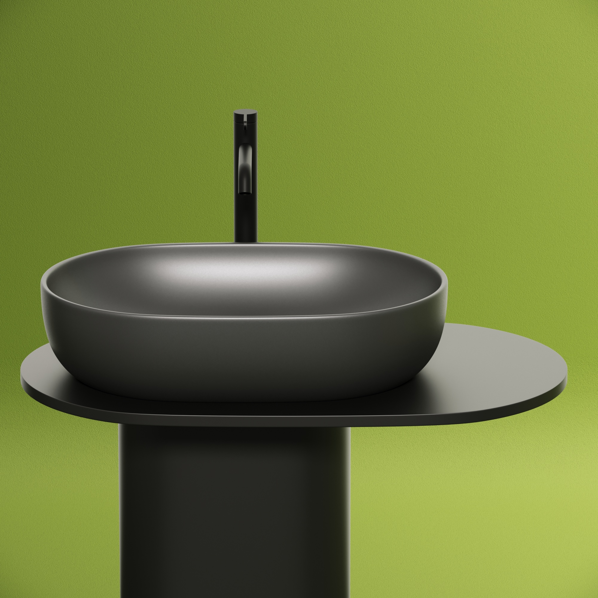 Умывальник чаша накладная овальная (цвет Темный Антрацит Матовый) Element 600*415*135мм, CN6047MDH