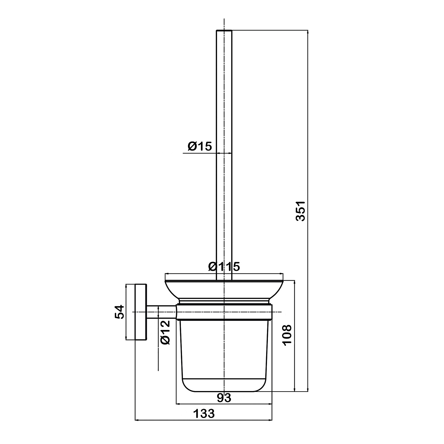 Хромированный ёршик для унитаза Swedbe Attribut 9807BB