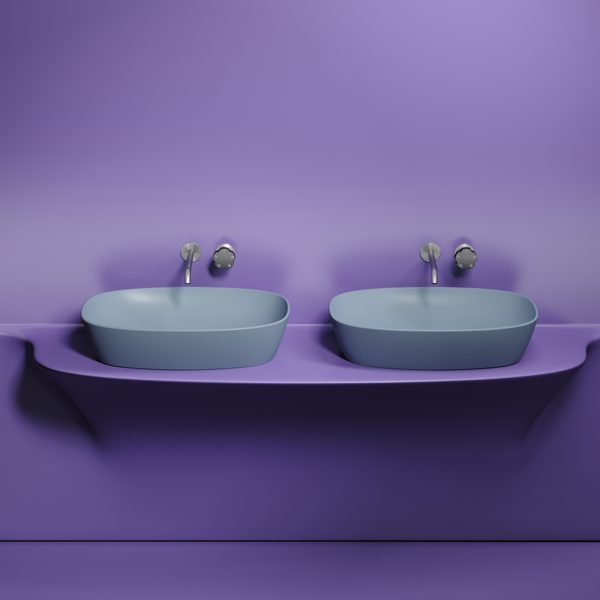 Умывальник чаша накладная овальная (цвет Серо-Голубой Матовый) Element 600*380*138мм, CN6049MHL