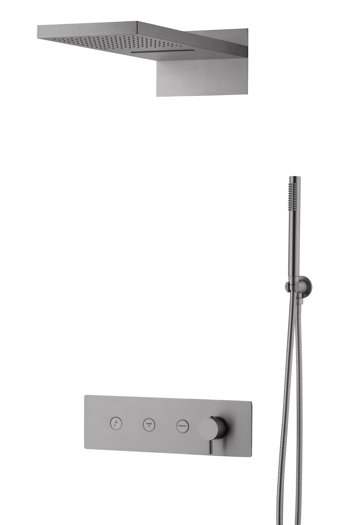 Встроенная душевая система FUSION с термостатом, трехпозиционная Matt Gold с изливом