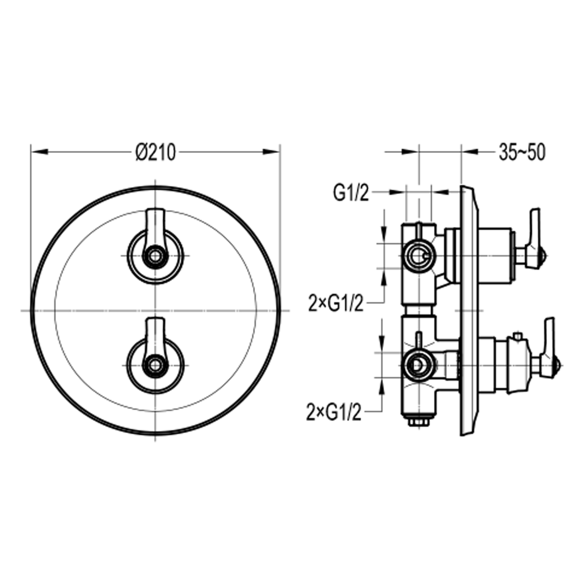 Смеситель термостатический встраиваемый подключение на 3 выхода Swedbe Terracotta Art 2521
