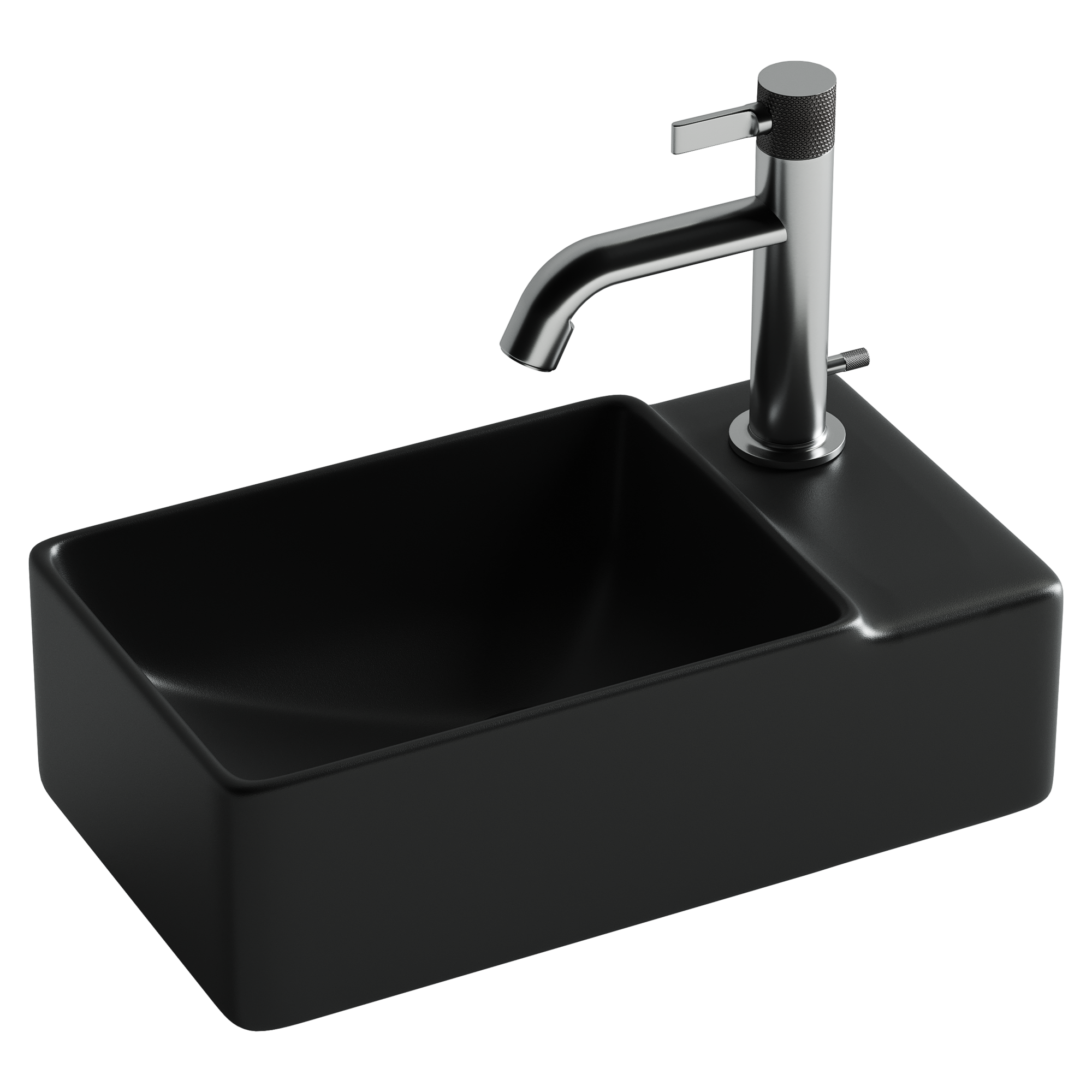 Умывальник подвесной прямоугольный (чаша слева, отверстие под смеситель справа) цвет черный матовый Element 395*220*125мм, CN5045MB