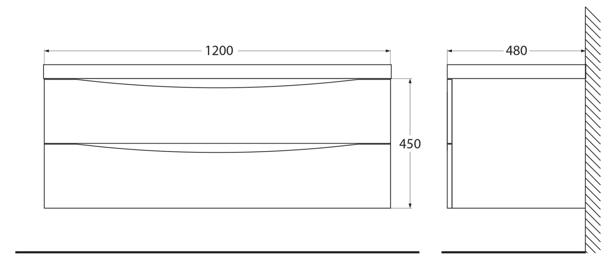 База под раковину подвесная BelBagno ANCONA-N-1200-2C-SO-2-BL Bianco Lucido