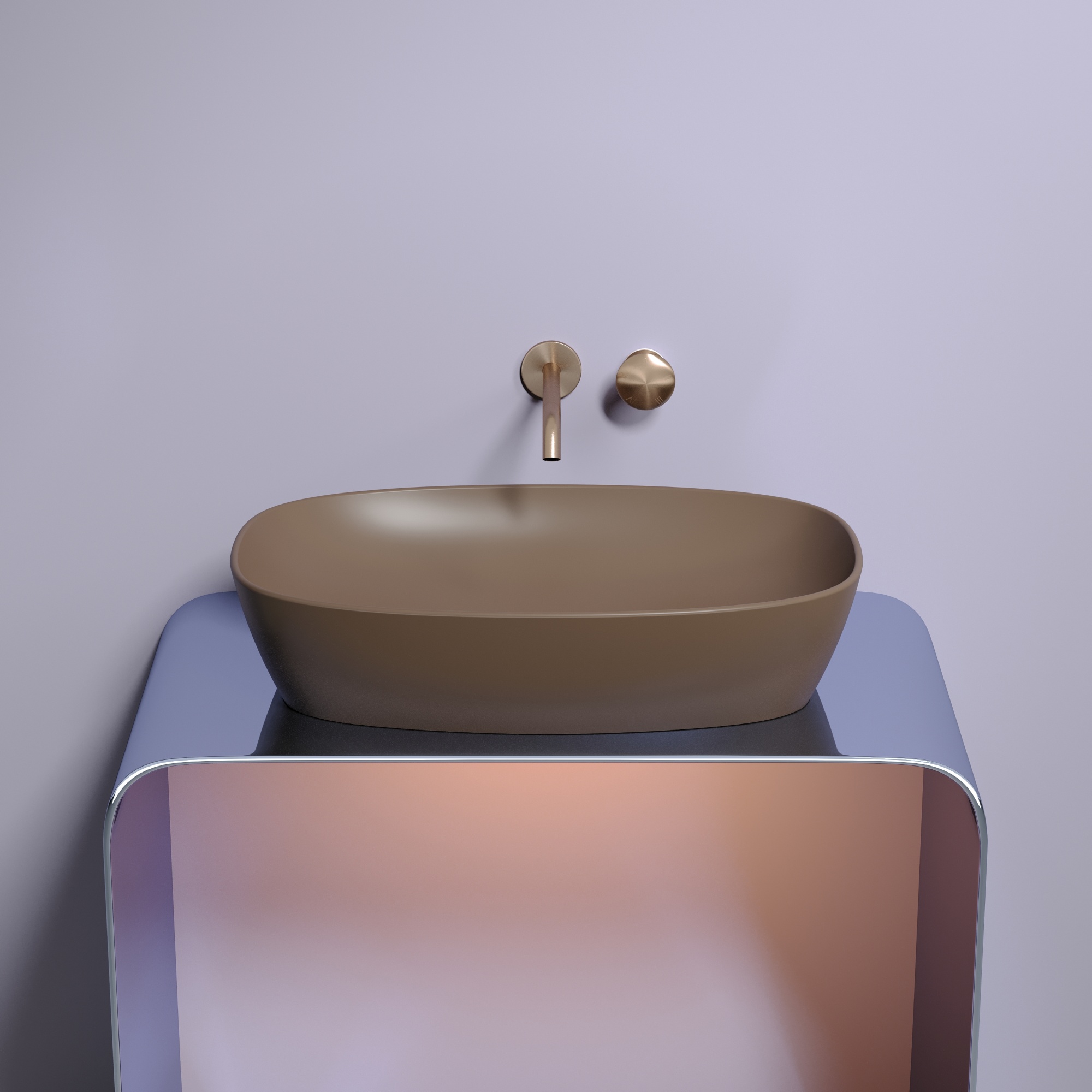 Умывальник чаша накладная овальная (цвет Темно-Коричневый Матовый) 600*380*138мм, CN6049MDB