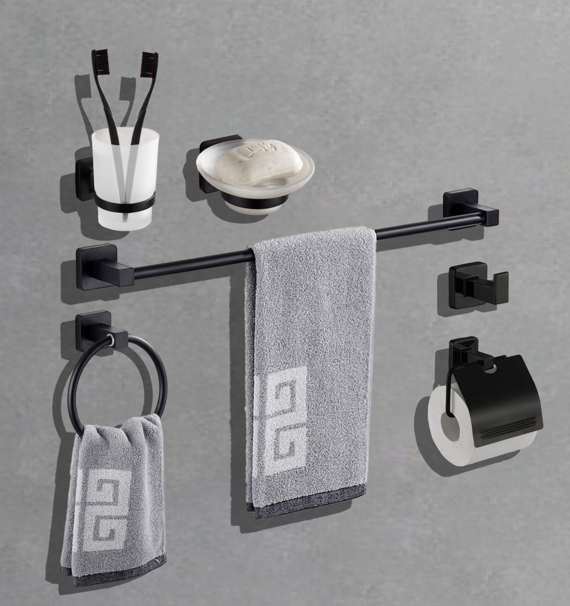 Набор аксессуаров CR-F19B для ванной BOCH MANN, цвет черный