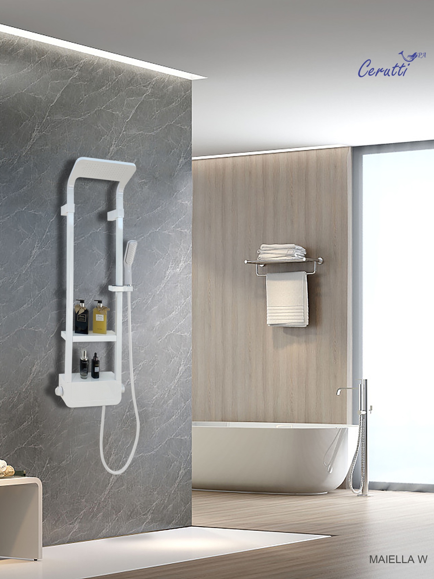 Панель MAIELLA W душевая из нержавеющей стали Cerutti SPA CT8984, цвет белый