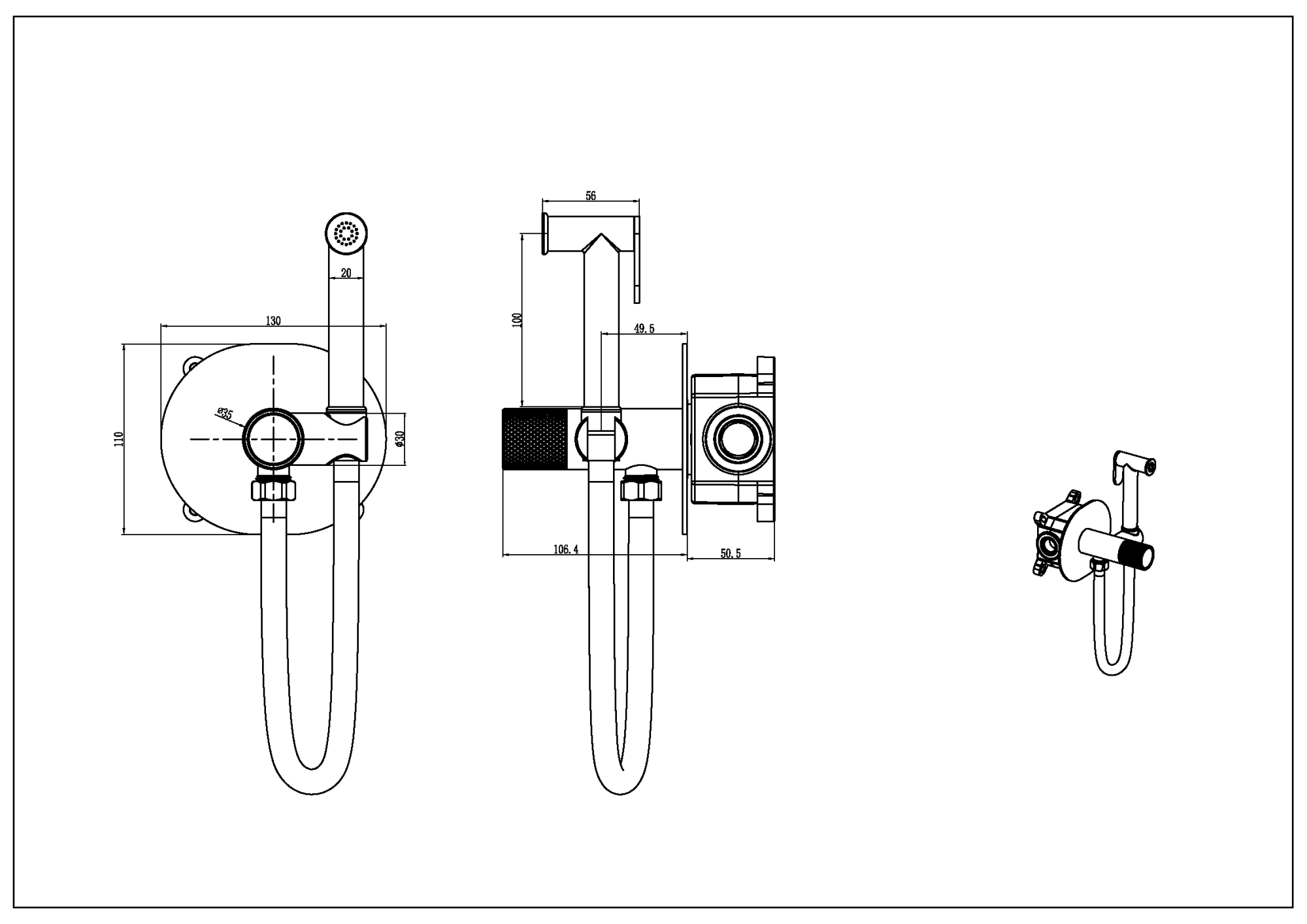 Смеситель гигиенический TECH Matt White