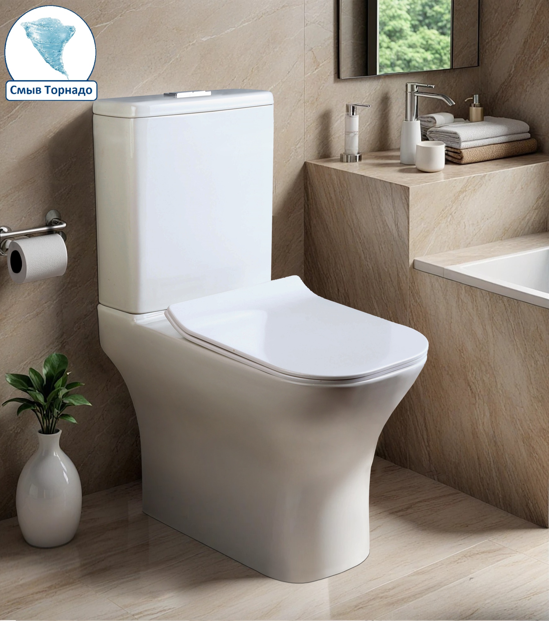 Унитаз VETTORE Tornado напольный безободковый CT10816 (665х350х830) Ceruttispa