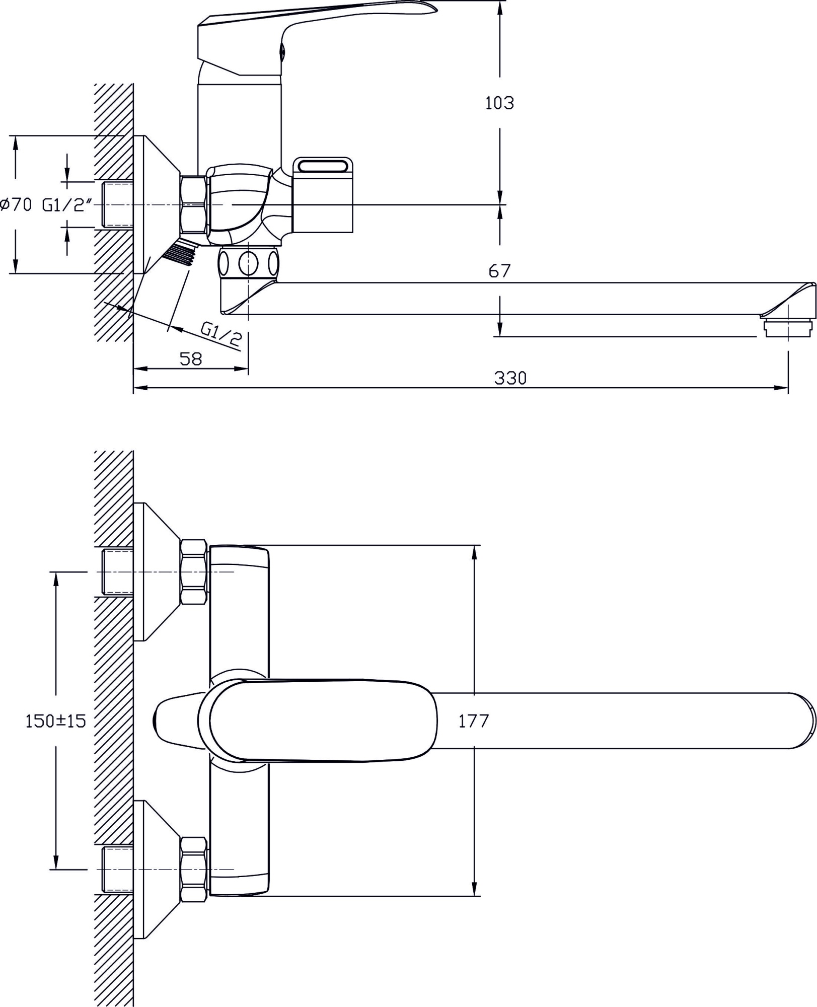 Смеситель для ванны с душем  RUSH Gozo (GZ3735-51)