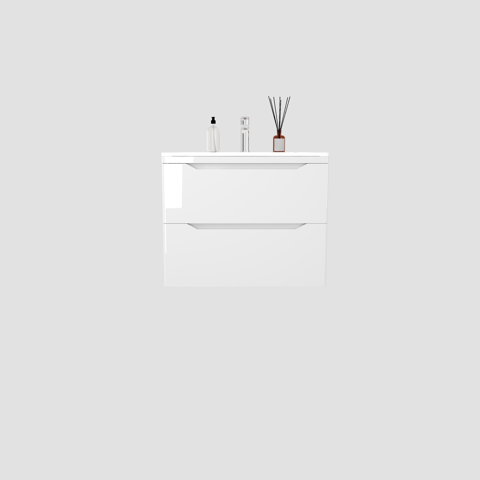 Тумба подвесная "Марелла 70" (2 ящ.) Люкс антискрейтч белый глянец, PLUS