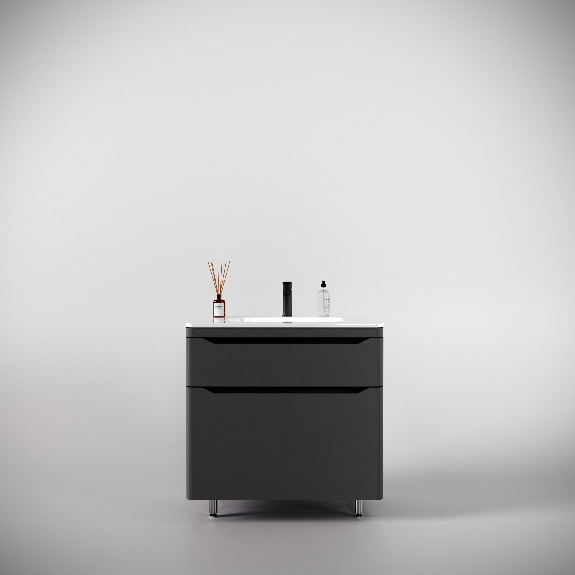 Тумба напольная "Марелла 80" (2 ящ.) Люкс антискрейтч серый, PLUS