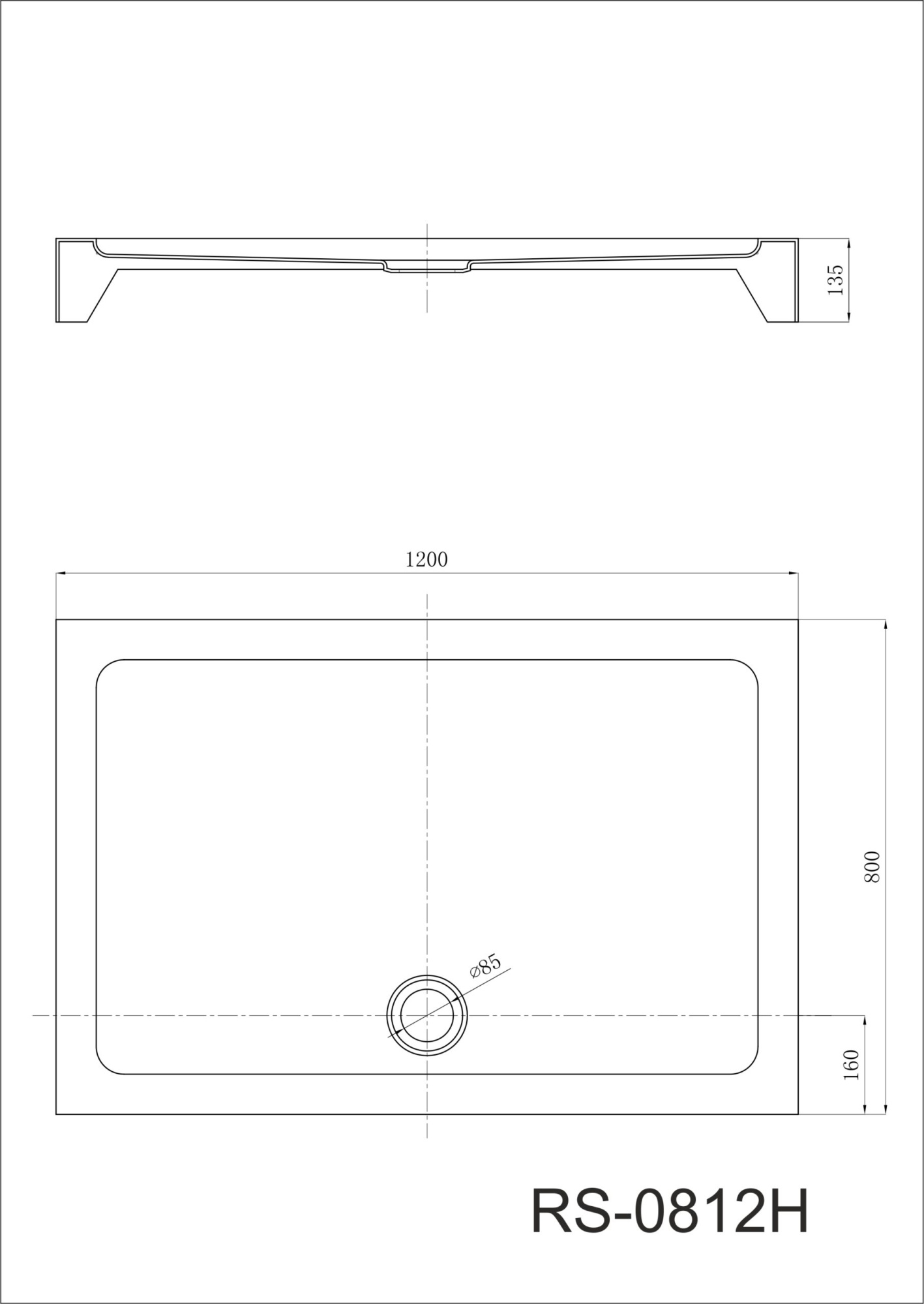 Поддон для душа Black&White RS-0812H